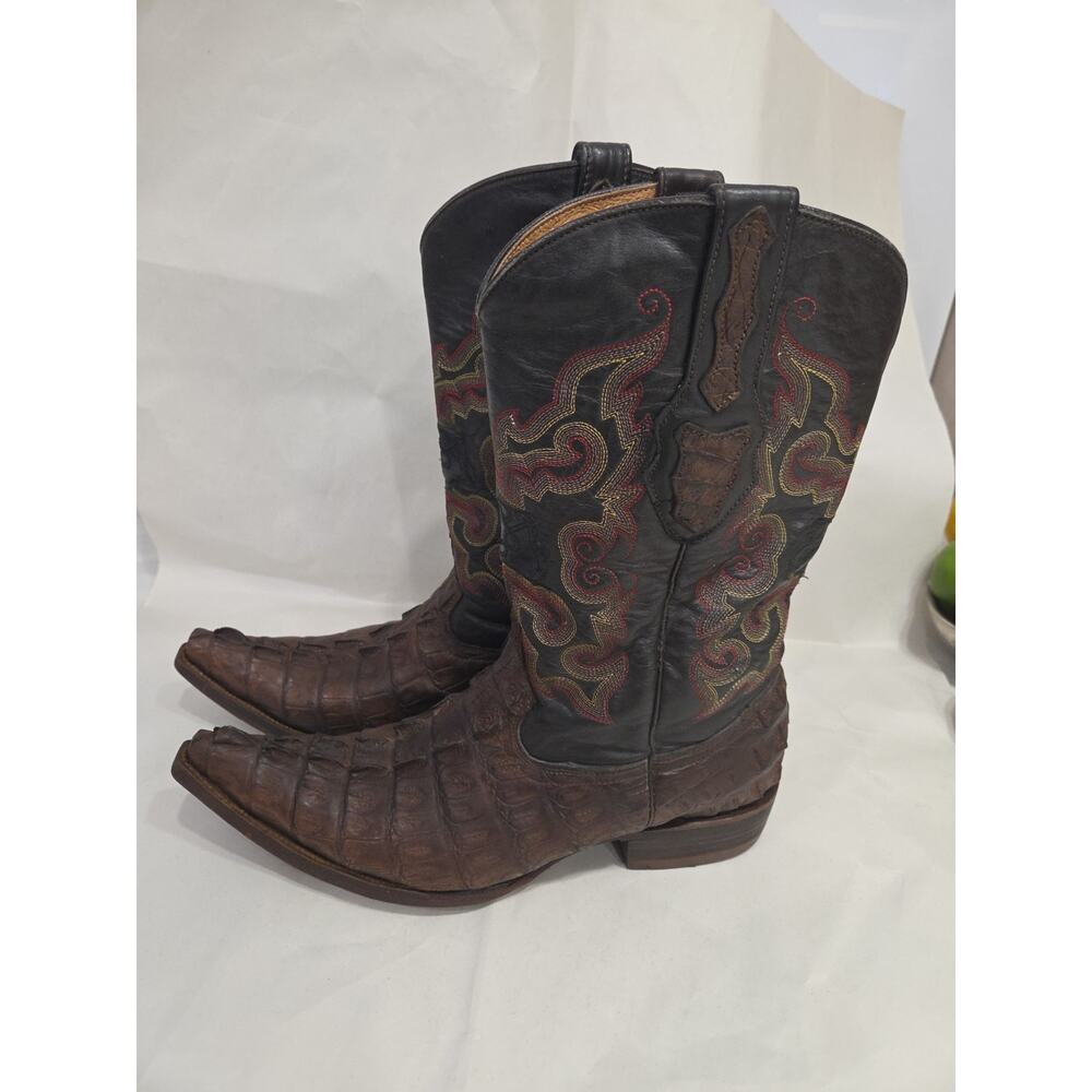 El Malcreado COWBOY BOOT. Alligator Crocodile Tail Leather. Size 9 And 1/2